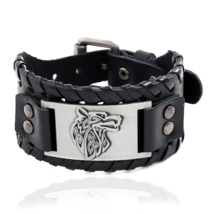 Bracelete de Couro Lobo